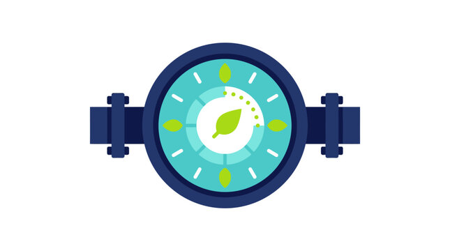 Eco-friendly watch face with leaf symbol and compass points, modern flat design