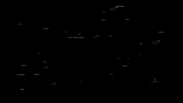 Floating Mathematical Equations and Scientific Formulas Drifting Through Dark Space