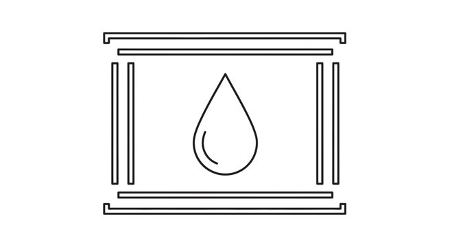 Oil Barrel Icon with Water Drop Symbol, Industry and Energy Concept