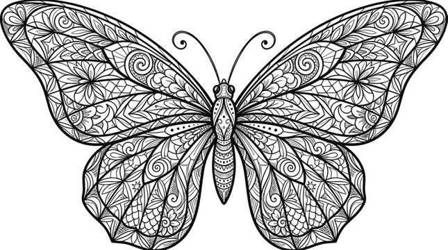 Intricate Butterfly Illustration - Zentangle Art Style