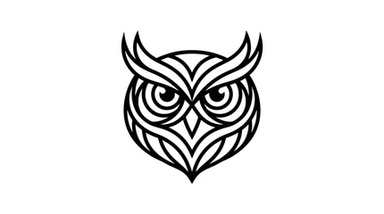 Fototapeta premium Owl Face Line Art Design.