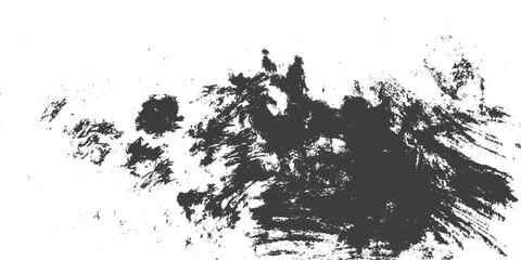 Obraz premium Abstract Black Ink Brush Stroke and Splatter Texture Vector on White Background