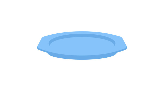 Empty Blue Serving Platter - Isolated on White Background