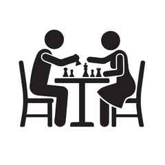 Fototapeta premium man and woman playing chess at table