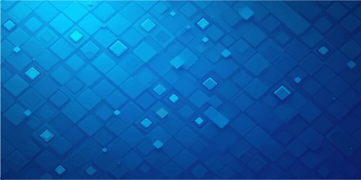Abstract blue geometric background with 3D diamond square pattern and gradient light