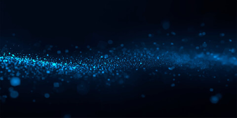 Obraz premium Abstract digital horizon with glowing cosmic stardust or sound wave frequency