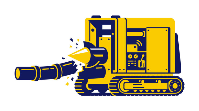 Broken Pipe Repair: Construction Machine Drills Through Damaged Pipeline
