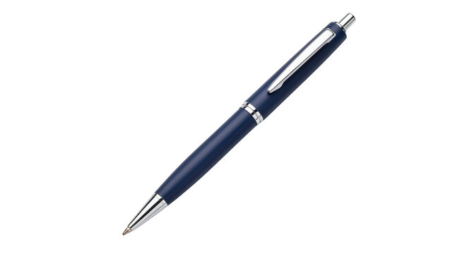 Blue pen with silver accents.