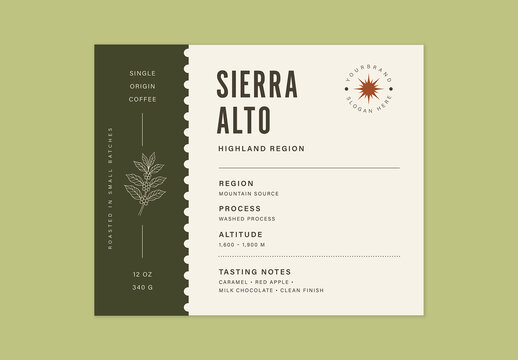Label Template For Coffee Packaging, Product Stickers, Vintage Tags, Branding Labels