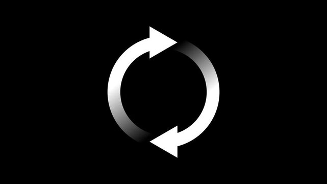 Loop rotating circular arrows animation on transparent background