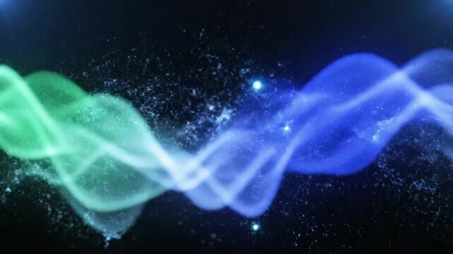 Glowing green energy fireball with blue smoke trails