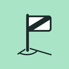 A minimalist icon of a soccer corner flag on green background © Kevin