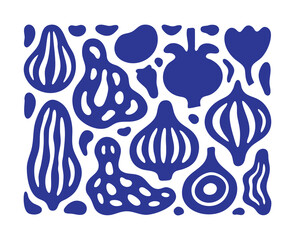 Fototapeta premium Organic Fruit and Vegetable Silhouette Collection – Botanical Food Vector Set