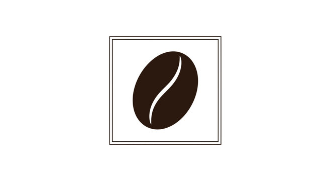 Simple Coffee Bean Icon in Square Frame, Minimalist Design, Coffee Symbol