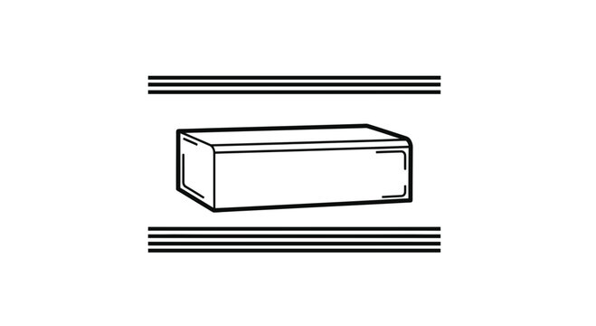 Simple Rectangular Box Icon with Horizontal Lines