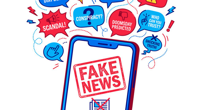 Fake News and Disinformation Concept on Mobile Phone Screen Vector