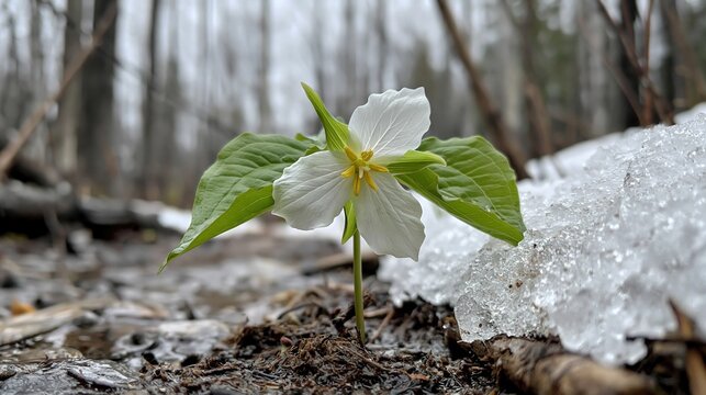 Beautiful Trillium Flower in Springtime Nature