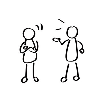 会話をする2人の棒人間のイラスト