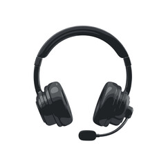 Fototapeta premium Modern black gaming headset with adjustable microphone