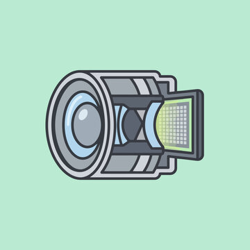 Cross section diagram of a modern digital camera lens system