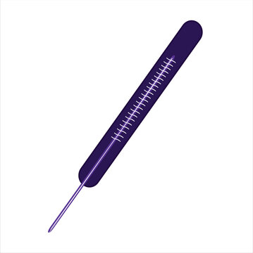 This illustration features a traditional mercury thermometer or mercury thermometer in sketch vector format. This medical tool is commonly used to measure body temperature manually using a linear scat