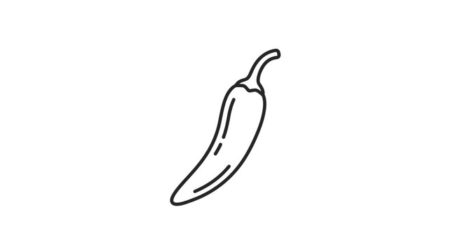 A simple black and white line art illustration of a single chili pepper.