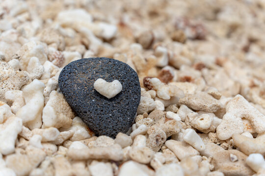 Heart Stone on Sandy Beach