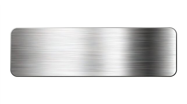 silver shiny blank metal nameplate isolated on transparent white background, clipping path	
