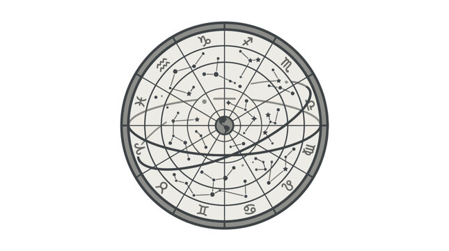 Detailed circular astrological zodiac calendar chart illustration.