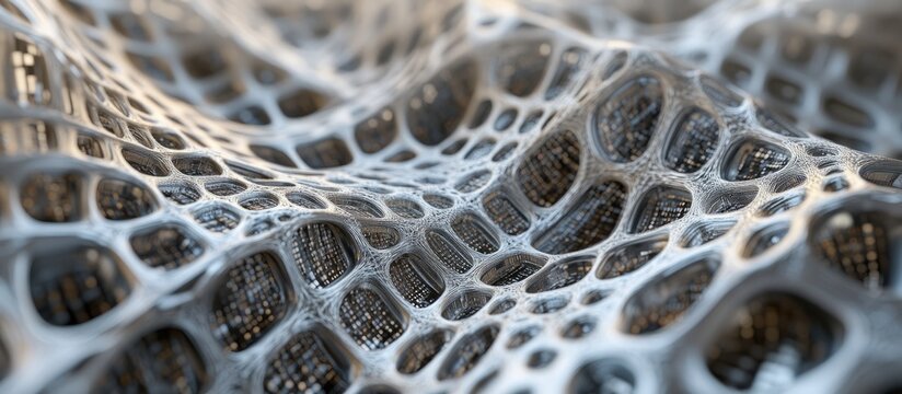 Digital Lattice Structure Abstract in Silver and Black Color Palette