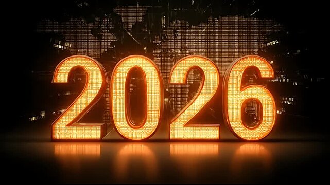 Glowing 2026 New Year Sign.