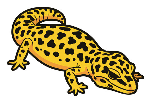 Cute leopard gecko sleeping peacefully vector illust.... Generative AI