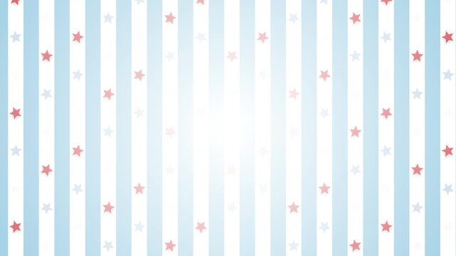 Patriotic background animation featuring soft pastel blue and white vertical stripes patterned with red and blue stars, creating a gentle holiday backdrop for American celebrations