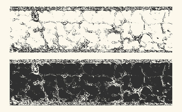 Black and white abstract grunge texture with a cracked pattern. A background overlay with a distressed surface effect for design. A weathered stone wall template with a rough vintage grain.
