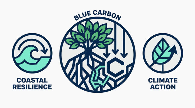 Blue Carbon for Coastal Resilience and Climate Action Icons
