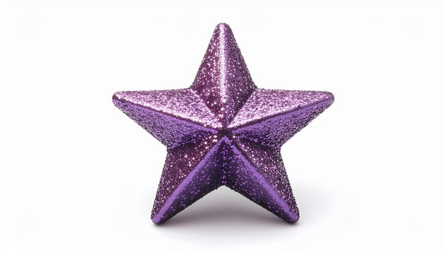 Purple Glitter Star Decorative Ornament Isolated on White Background