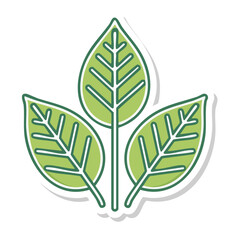 Obraz premium Three Green Leaves Icon with Transparent Background