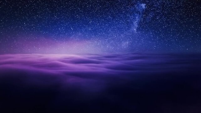 Elegant violet atmospheric waves gliding across black space with subtle luminous fog layers
