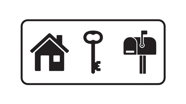 Real Estate Key and Mailbox Icons For Home Ownership Concepts