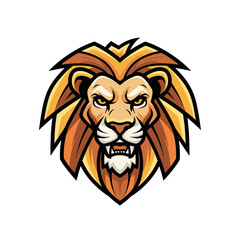Obraz premium Majestic Lion Head Portrait with Orange Mane