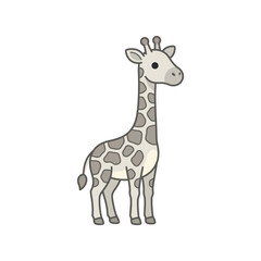 Obraz premium Cute cartoon giraffe standing in a profile view.