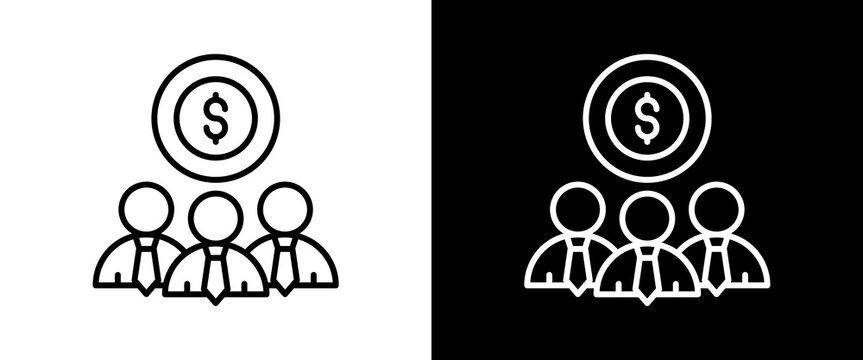 Employee Benefit white and black icon set design