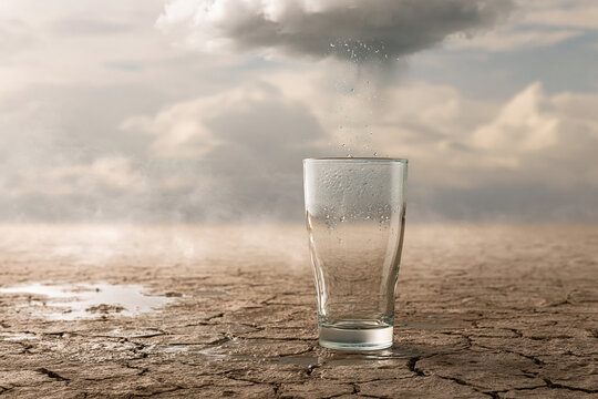 Rain Cloud Fails to Refill Empty Glass on Drought Stricken Land
