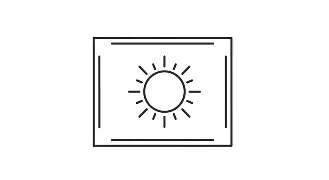 Sun Icon on Screen Display, Brightness Control, Digital Interface Element