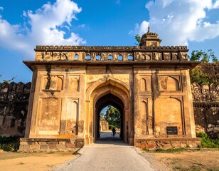 Fototapeta premium Ancient stone gateway, sunny day