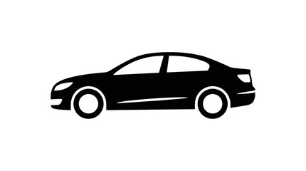Fototapeta premium Silhouette of Modern Sedan Car on White Background.