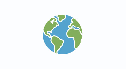 Obraz premium Simple stylized illustration of planet Earth globe on white background.