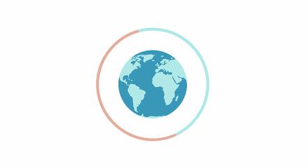 Fototapeta premium Stylized Earth Globe Illustration within a Colorful Circular Ring.