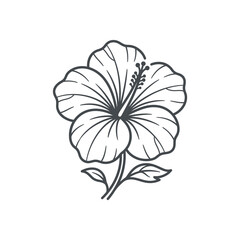 Hibiscus flower line art icon isolated on white. © ARDI