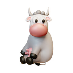 Fototapeta premium 3d,cow, animal, cartoon, farm, vector, illustration, milk, cattle, mammal, bull, cute, white, dairy, livestock, agriculture